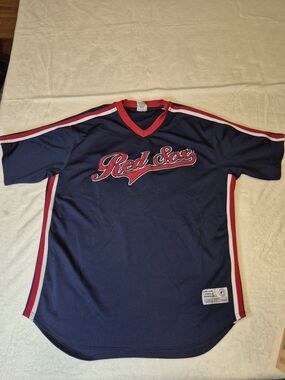 Boston Red Sox Navy Baseball Jersey with Red & White Trim